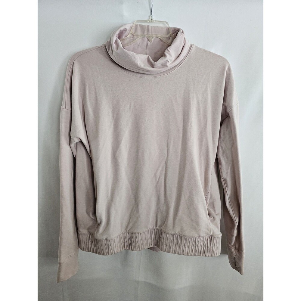 Lululemon Womens Cowl Neck Pullover Sweatshirt Light Pink Size 12 Soft Stretch